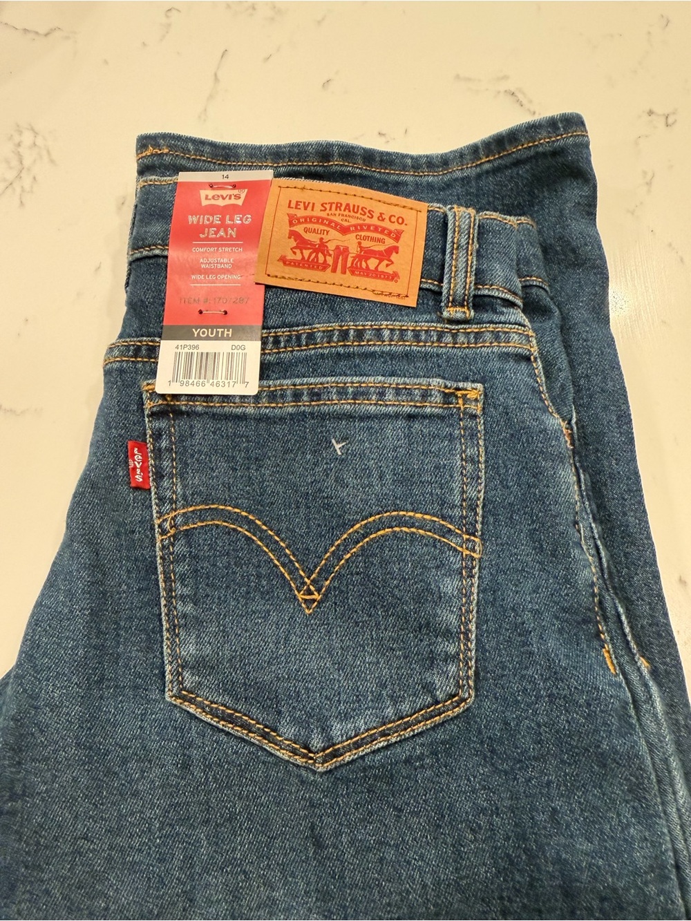 Levi's Blue Denim Youth Jeans with Leather Patch